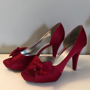 Red Satin Heels
